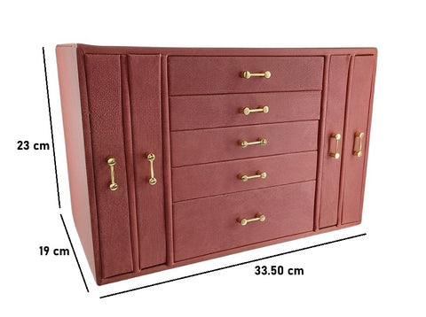 KRISHYAM® Large Jewelry Box for Women Jewelry Organizer Case with 9 Drawers for Necklaces Earrings Rings Gift Jewelry Storage Space Saving (grey, Pink, Red, White)