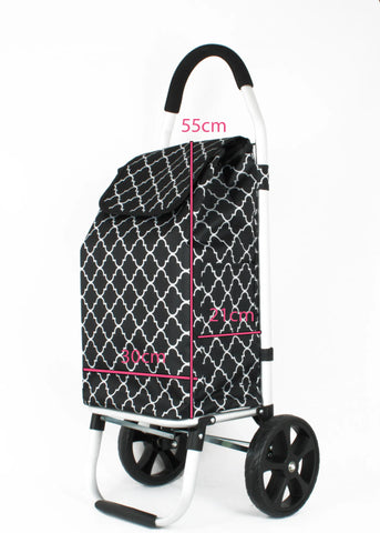 KriShyam® Foldable Shopping Trolley cart Shopping Trolley Bag and Removable Bag with Handle and 2 Wheels for Groceries,Fruits & Vegetables cart/Basket (2 Wheel Black Print)