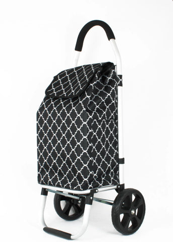 KriShyam® Foldable Shopping Trolley cart Shopping Trolley Bag and Removable Bag with Handle and 2 Wheels for Groceries,Fruits & Vegetables cart/Basket (2 Wheel Black Print)