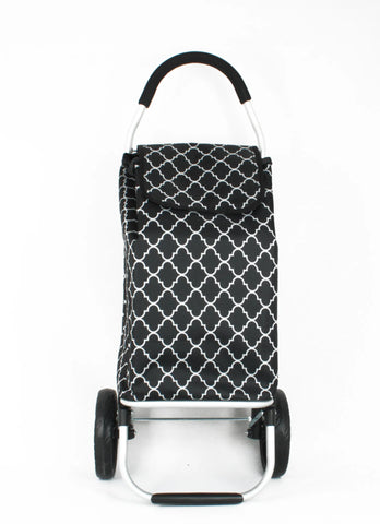 KriShyam® Foldable Shopping Trolley cart Shopping Trolley Bag and Removable Bag with Handle and 2 Wheels for Groceries,Fruits & Vegetables cart/Basket (2 Wheel Black Print)