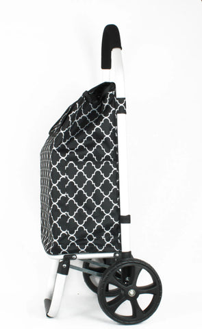 KriShyam® Foldable Shopping Trolley cart Shopping Trolley Bag and Removable Bag with Handle and 2 Wheels for Groceries,Fruits & Vegetables cart/Basket (2 Wheel Black Print)