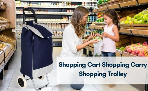 KriShyam® Folding Essential Shopping Trolley-Luggage-Bag-with-2 wheels (Navy Blue & Black )