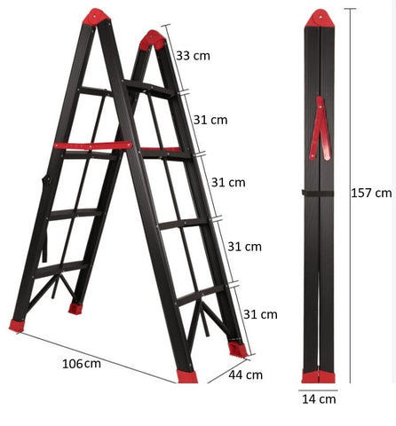 KRISHYAM® Premium Foldable Multipurpose Step Ladder for Home & Office | Heavy-Duty Aluminium Alloy Folding with Anti-Slip Steps & Safety Lock