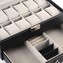 KriShyam® Men and Women Watch Box/Watch Case/Organizer/Storage box(Double Layer (12 slot watch + jewelry organizer)