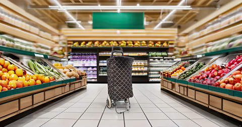 KriShyam® Foldable Shopping Trolley cart Shopping Trolley Bag and Removable Bag with Handle and 2 Wheels for Groceries,Fruits & Vegetables cart/Basket (2 Wheel Black Print)