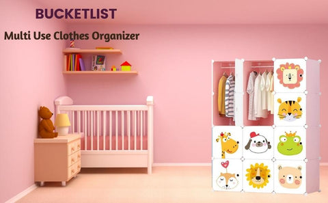 KriShyam ® 12 Door Plastic Sheet Wardrobe Storage Rack Closest Organizer for Clothes Kids Living Room Bedroom Small Accessories/bookcase/toys