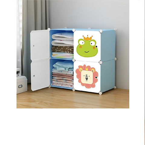 KriShyam® Portable Closet Wardrobe Cube Wardrobe for Hanging Clothes, Modular Cabinet for Space Saving, Ideal Storage Organizer Cube for Books, Toys, Towels (4 Box Pink, Green, Blue, Tower)