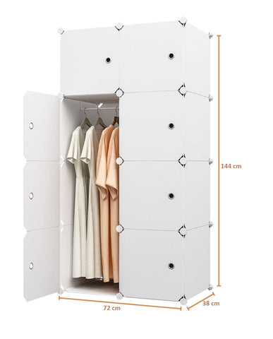 KriShyam ® 8 Door Plastic Sheet Wardrobe Storage Rack Closest Organizer for Clothes Kids Living Room Bedroom Small Accessories/bookcase/toys